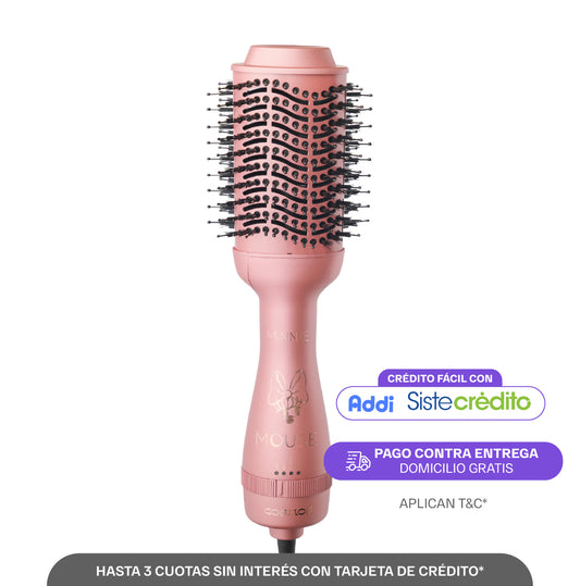 Cepillo Secador Minnie Mouse Disney Cosmos Rosette 2 en 1 – Seca, Alisa, Da Volumen y Controla el Frizz