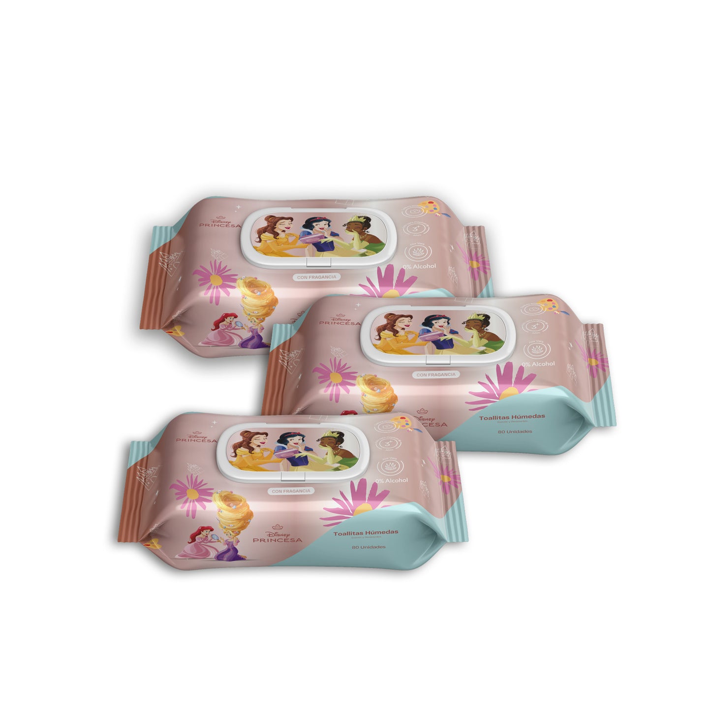 Pack x12 Pañitos Húmedos Disney Cosmos Princesas Niña