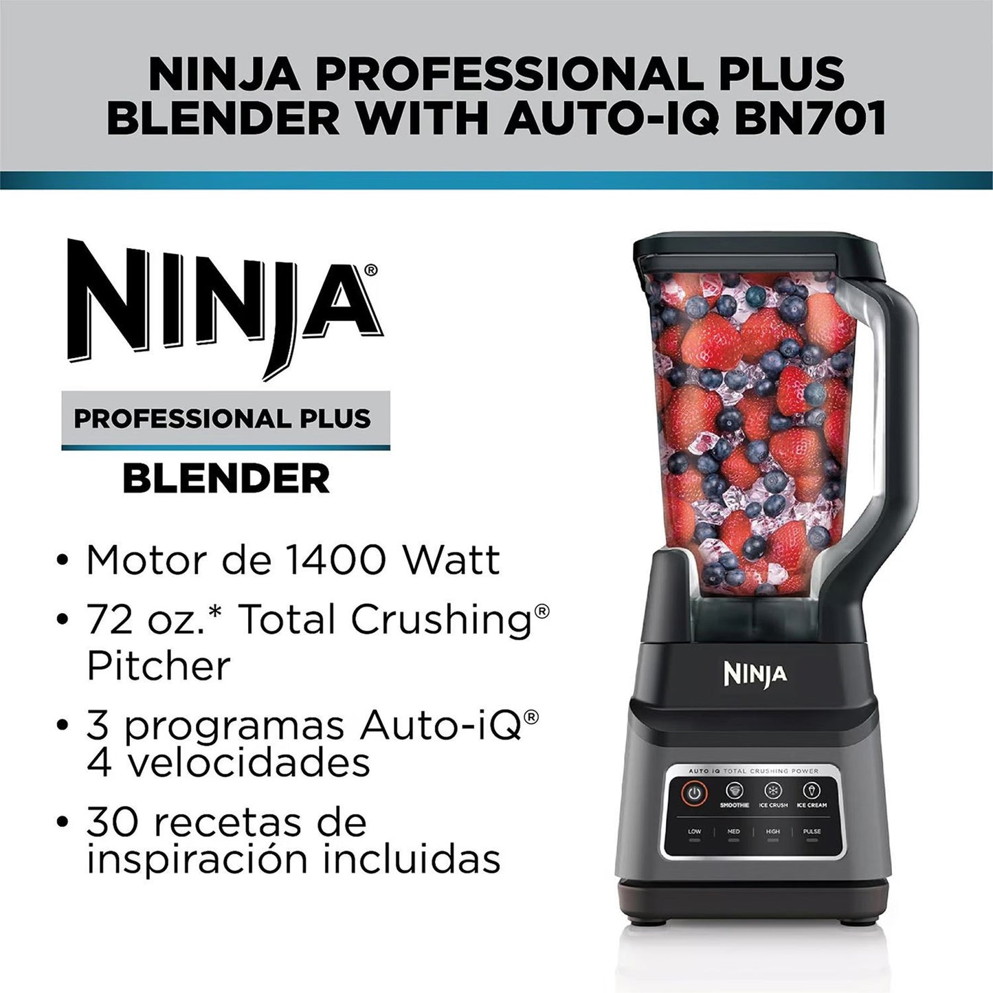 Licuadora Profesional 3 Programas Ninja BN701