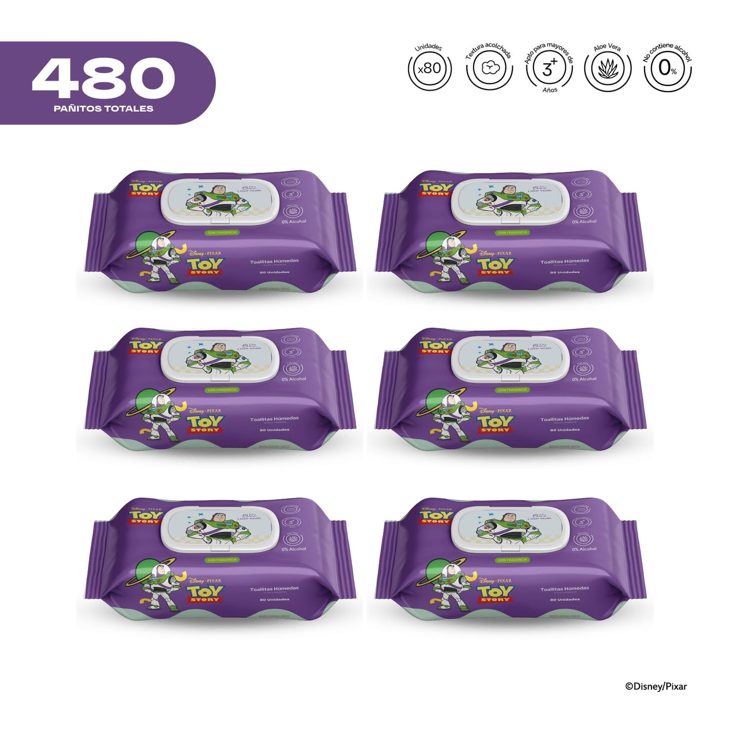 Pack x 6 Pañitos Húmedos Pixar Toy Story Niños Buzz Lightyear