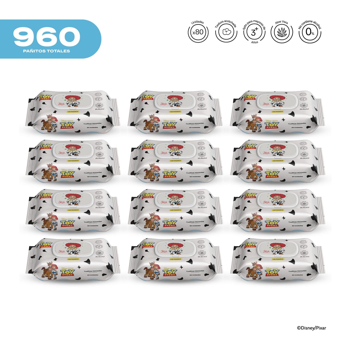 Pack x 12 Pañitos Húmedos  Pixar Toy Story Niñas Jessie