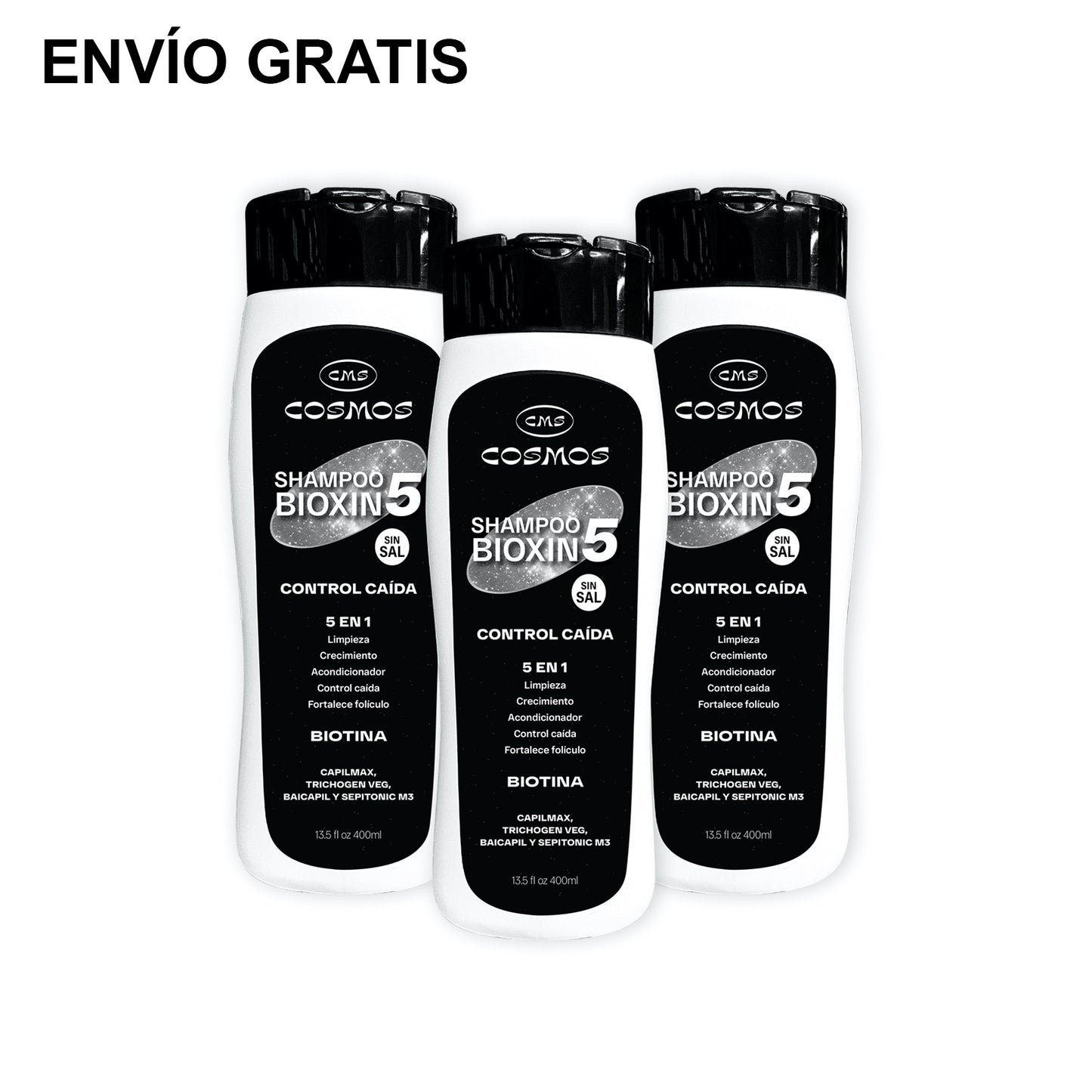 Shampoo Anticaída Masculino CMS Cosmos Bioxin 5 PAGA 2 LLEVA 3